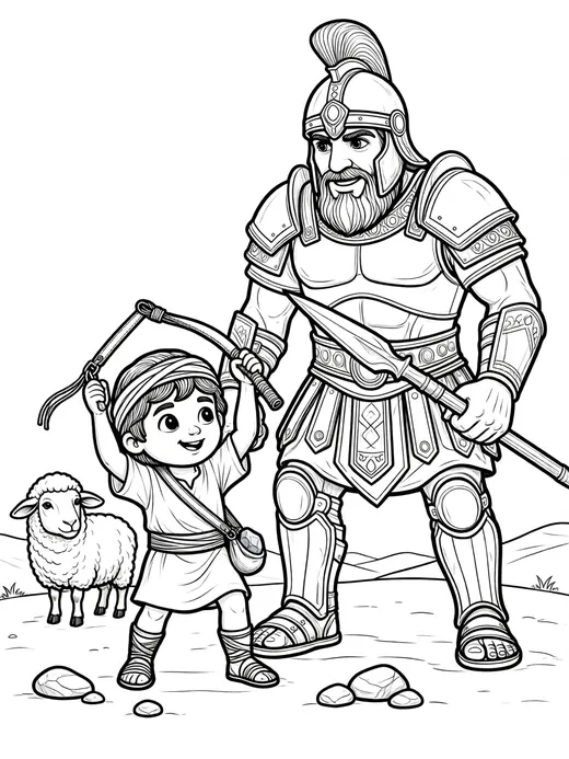 Desenho de Davi e Golias
