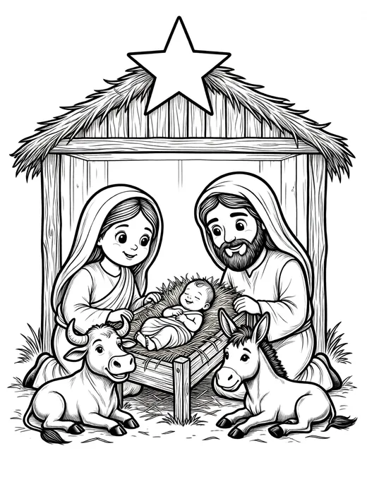 Desenho do nascimento de Jesus
