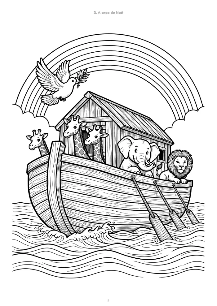 Página de desenho para colorir da arca de Noé